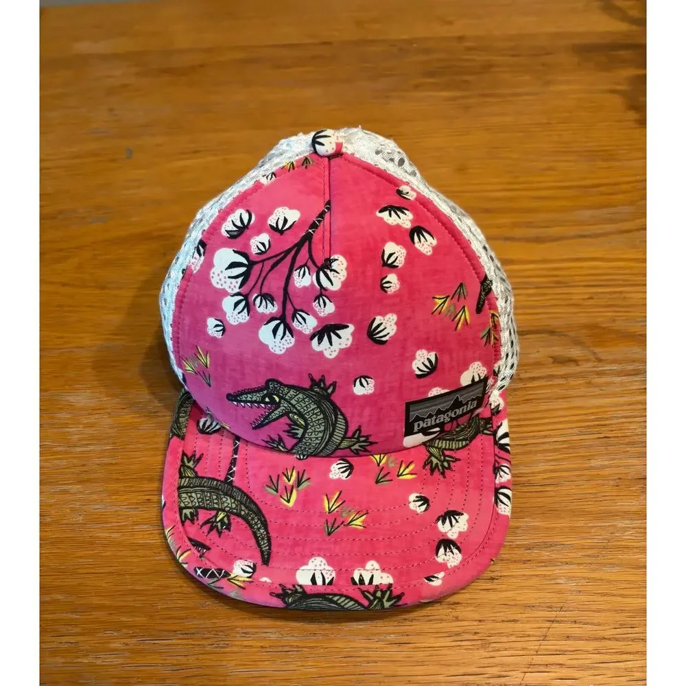 RARE! Men’s Women’s Patagonia Duckbill Trucker Hat Ultra Pink Gators Mesh Floral